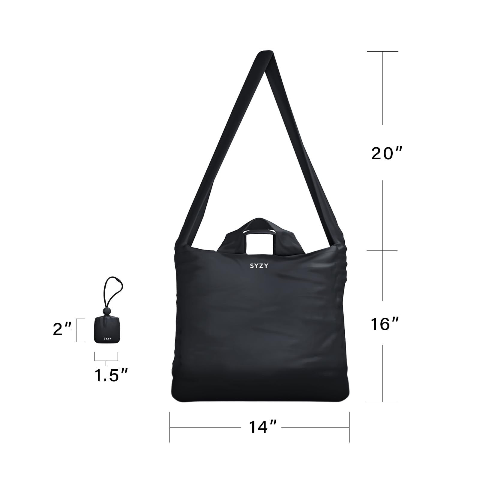 SYZY World's Most Compact Travel Tote Bag Portable Shopping Beach Market Bag - Reusable Collapsible Stuffable