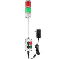 2-Stack LED Andon Tower Light with Buzzer | Industrial Warning Signal, Red/Green,On/Off or Flash, ABB Switch, Mean Well 120V-24V Adapter, Plug-and-Play