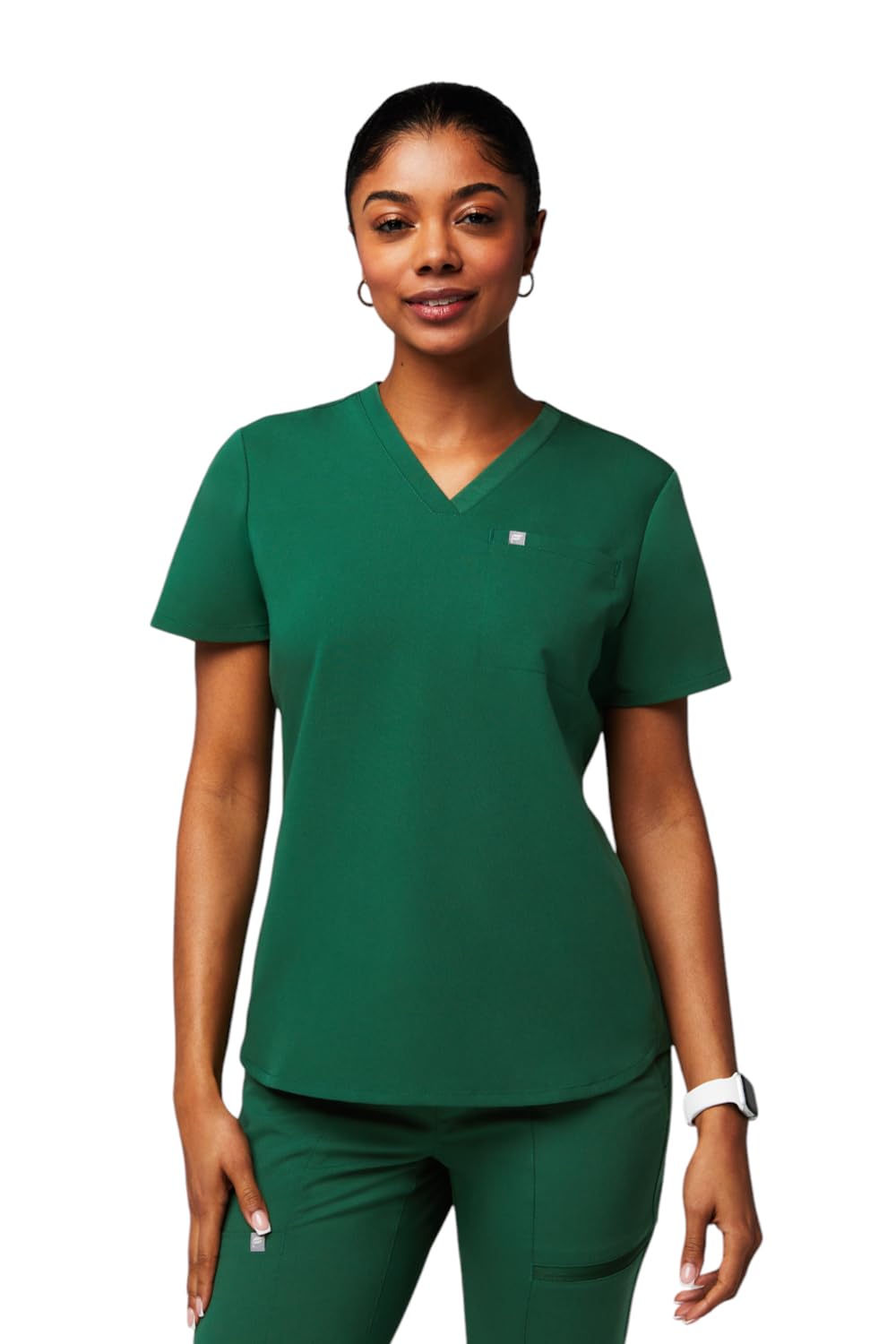 Fabletics Women's Vital 1-Pocket Scrub Top - MotionTech, Wrinkle-Resist, Chest Pocket, Anti-Shrink, Semi-Slim Fit