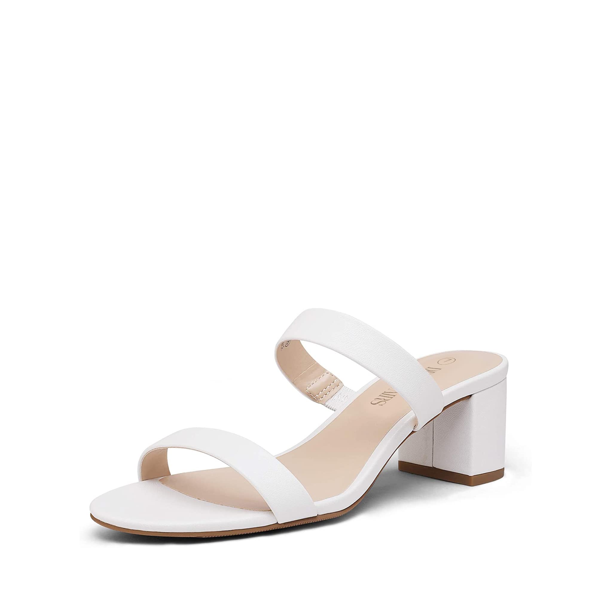 DREAM PAIRS Women's Two Strap Open Toe Low Block Chunky Heels Sandals Dress Pumps Casual Summer Mules Shoes