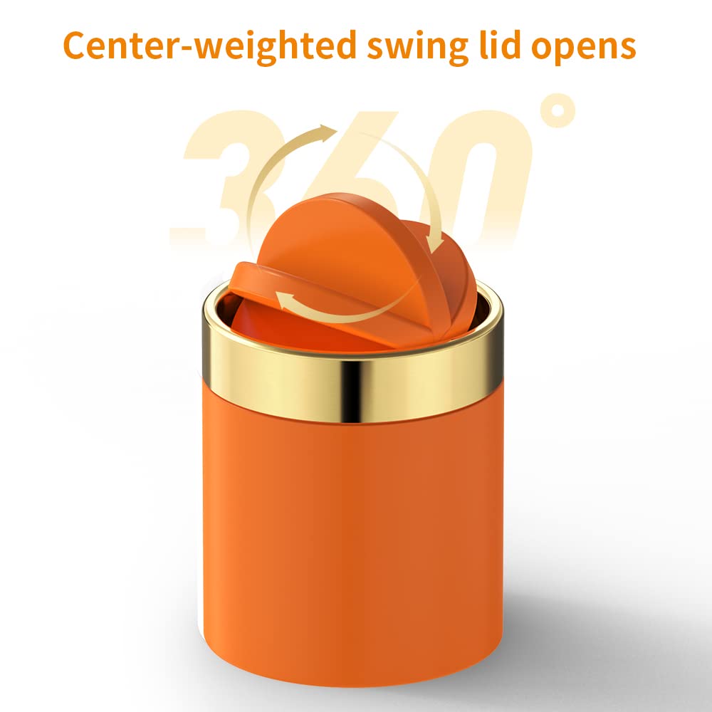 Mini Trash Can with Lid, Desktop Small Trash Can Recycling Bin Cute Metal Garbage Can for Tabletop Countertop Use,Stainless Steel 0.4Gal/1.5L Waste Bin for Office Parlor Car Bedroom,Swing Lid Open