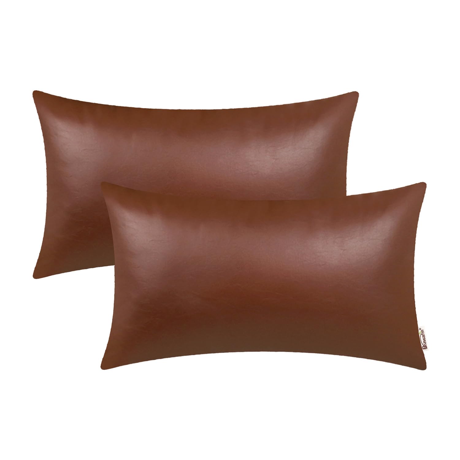 BRAWARM Faux Leather Throw Pillow Covers 16 X 16 Inches - Black Leather Pilow Covers Pack of 2, Solid Dyed Leather Pillowcases for Couch Bed Sofa Garden Home Decorative
