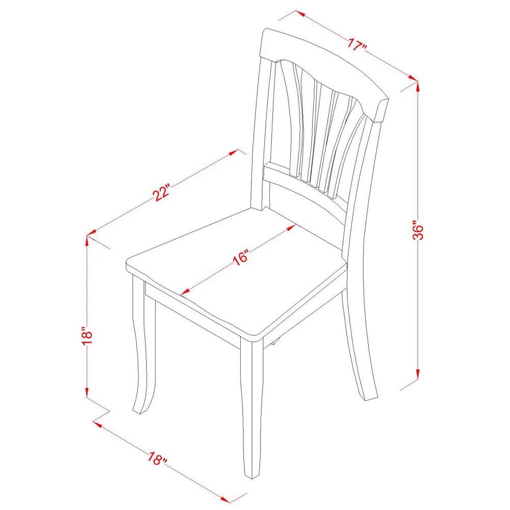 East West Furniture AVC-BLK-W Avon Dining Room Chairs - Slat Back Solid Wood Seat Chairs, Set of 2, Black & Cherry