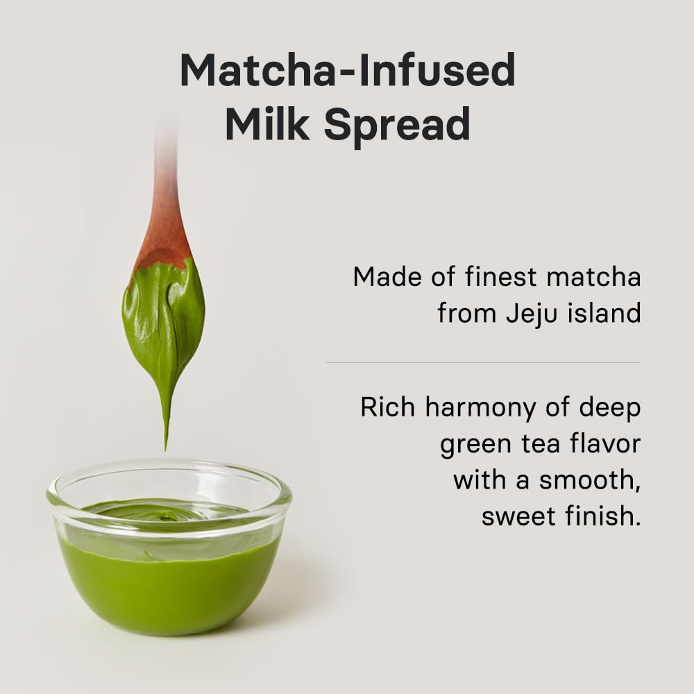 OSULLOC Green Tea Milk Spread (7.05 oz, 200g), Made of Finest Matcha from Jeju Island, Matcha-Infused Spreads
