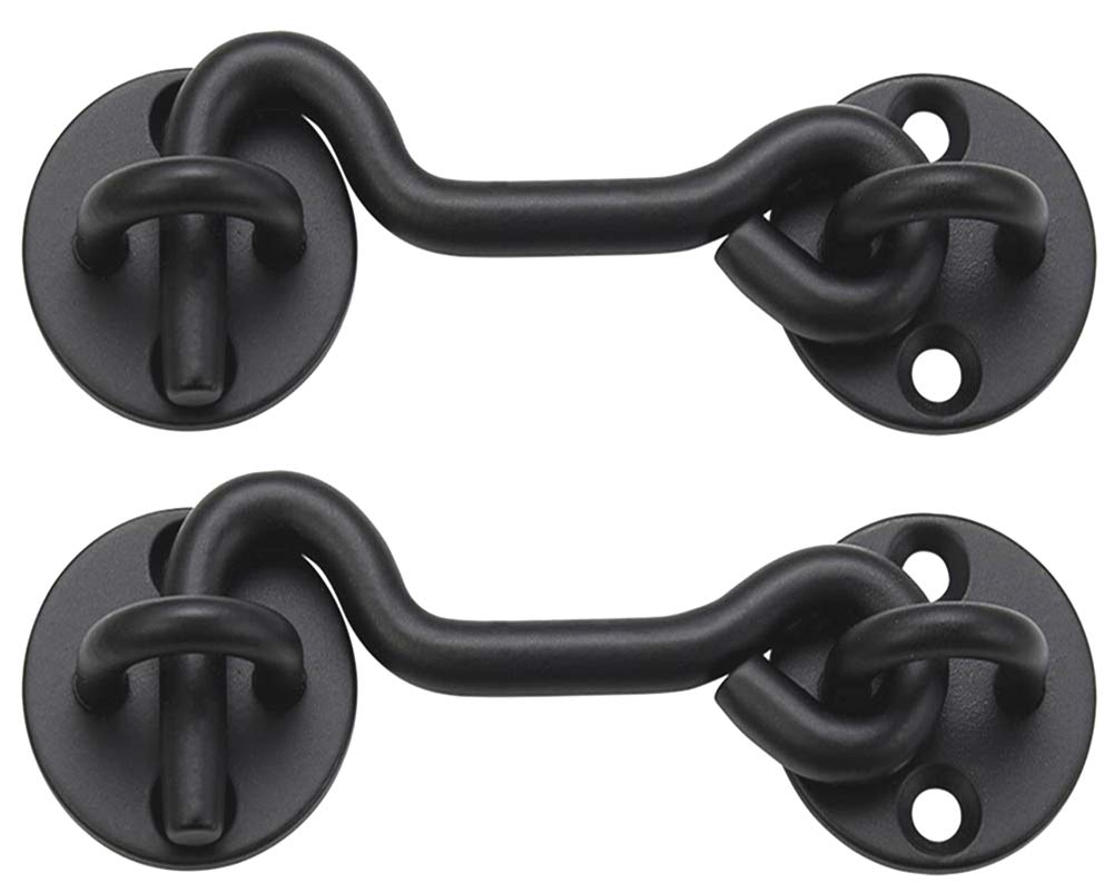 Raswik 4” Privacy Hook and Eye Gate Door Latch Easy Lock for Sliding Barn Doors, Black