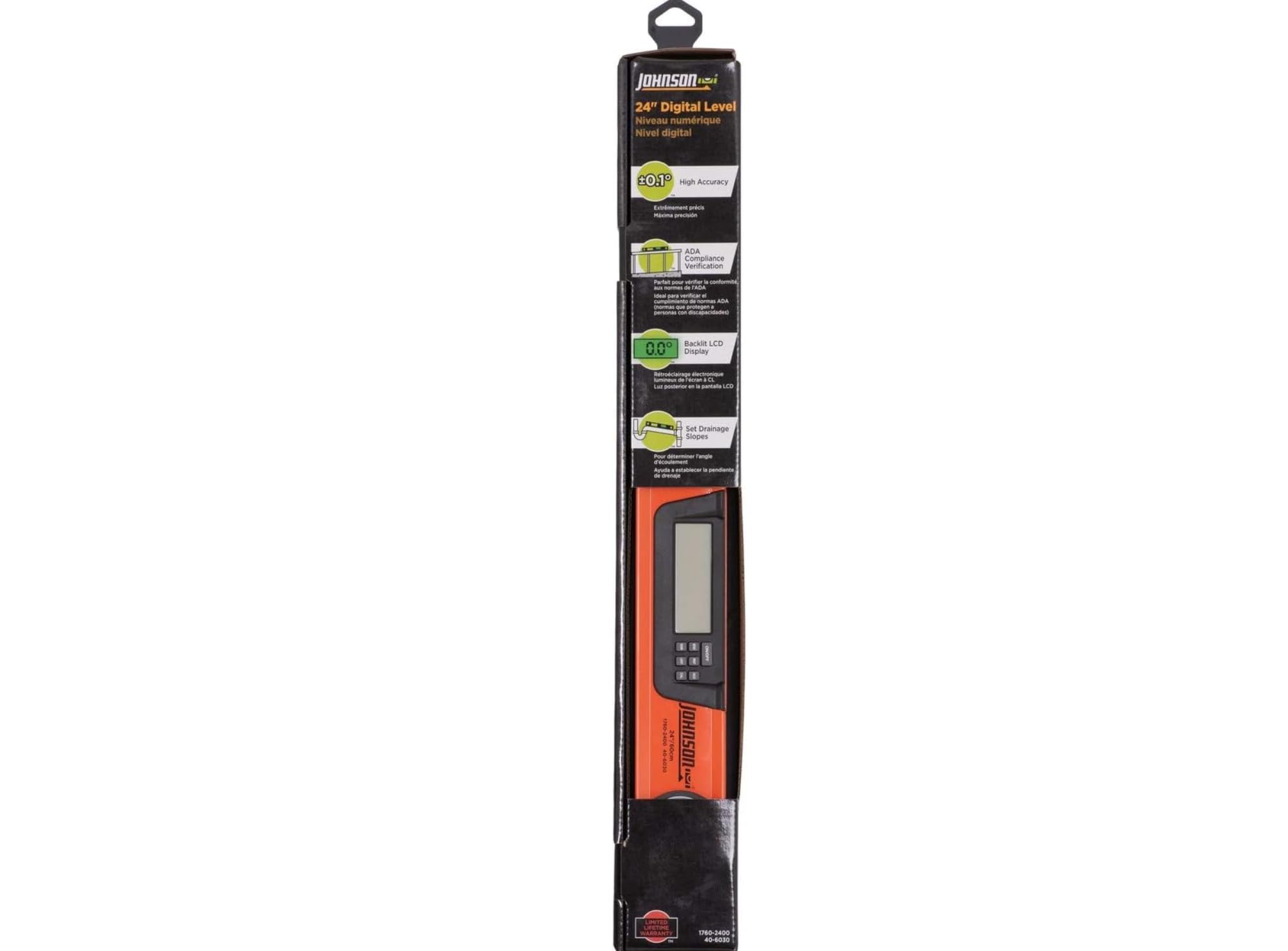 Johnson Level & Tool 1760-2400 Digital Box Level, 24", Orange, 1 Level
