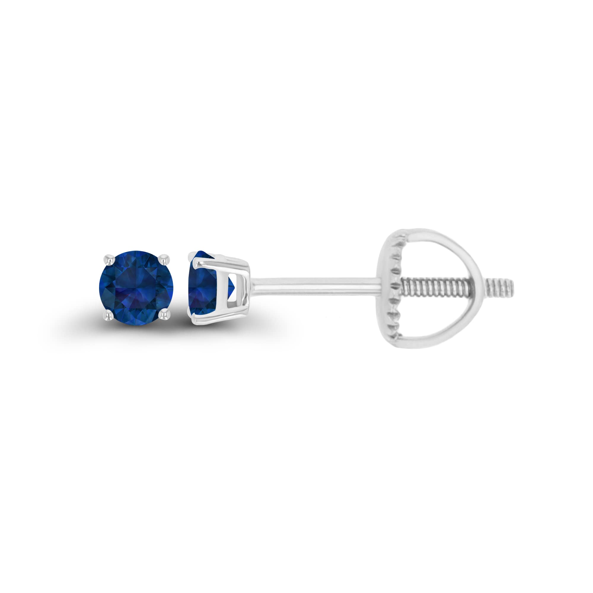 14K Gold Plated 925 Sterling Silver Hypoallergenic 3mm Round Genuine Birthstone Solitaire Screwback Stud Earrings