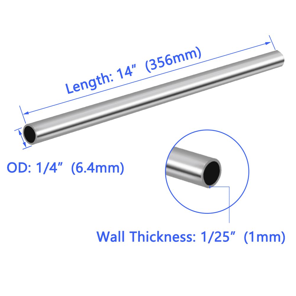 1" OD 304 Stainless Steel Tube, Thickened Pipe Wall & Weldable Tubing, Round Metal Pipe Industrial Straight Tube 10 inch Length (2 Pcs)