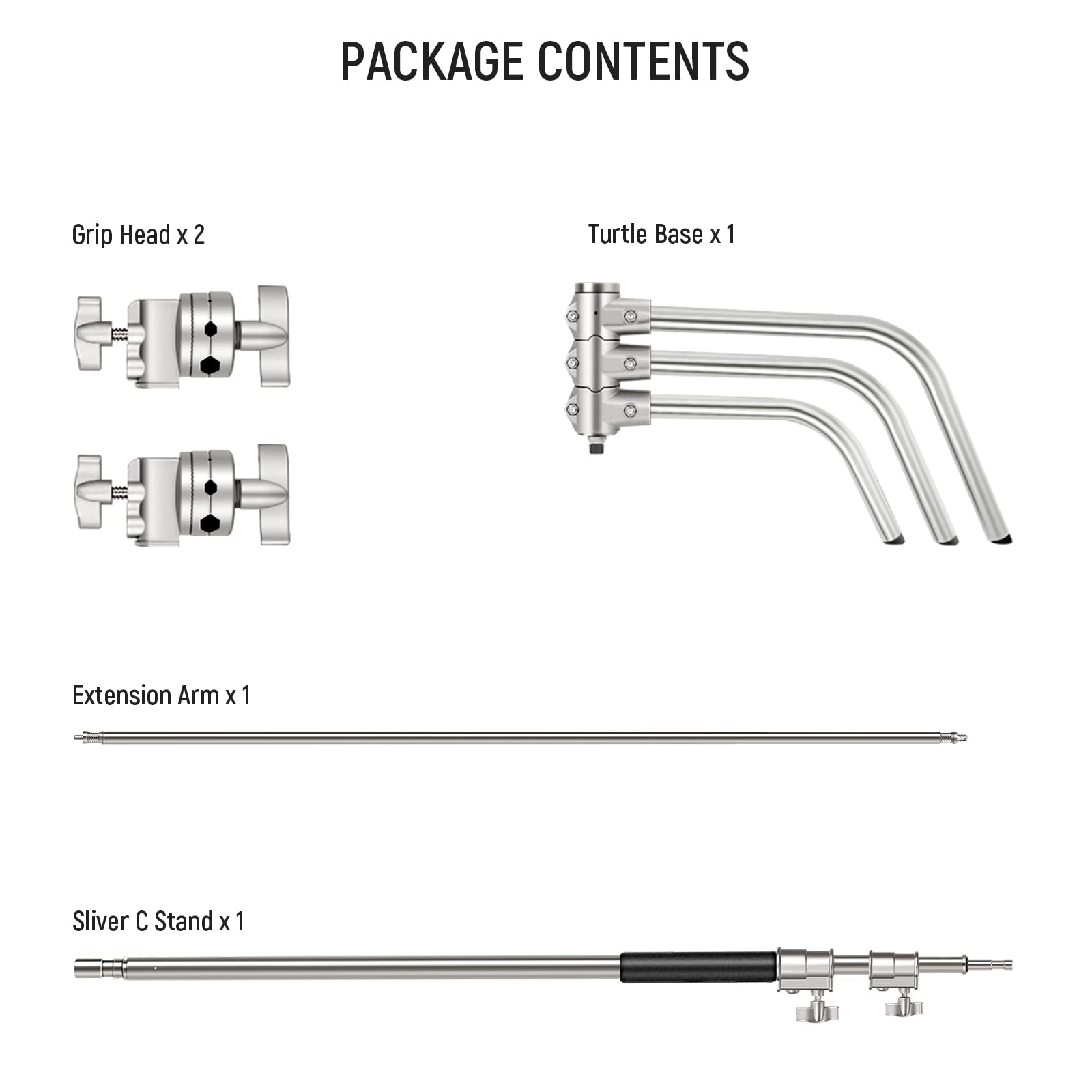 NEEWER Pro 100% Stainless Steel Heavy Duty C Stand with Boom Arm, Max Height 68"/172cm Photography Light Stand with 2.7ft/83cm Holding Arm, 2 Grip Head for Studio Monolight, Softbox, Reflector, SC172
