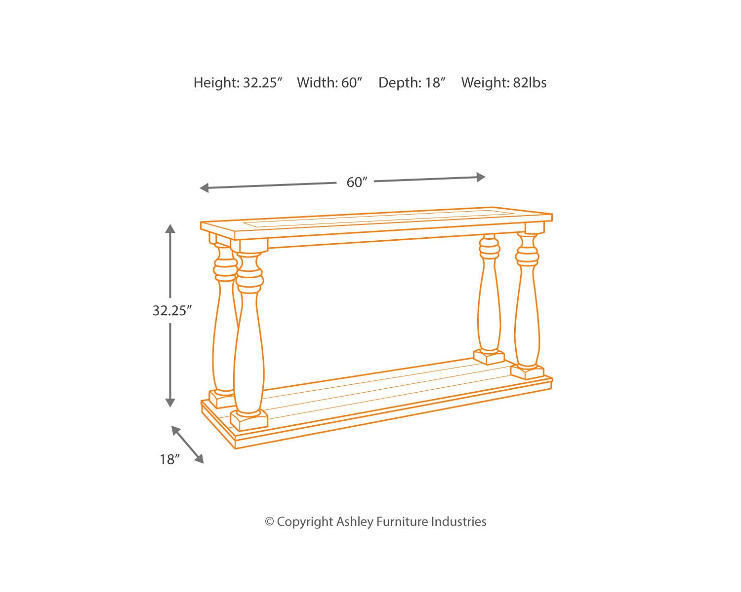 Signature Design by Ashley Mallacar Rustic Cottage Rectangular Sofa Table with Floor Shelf, Black
