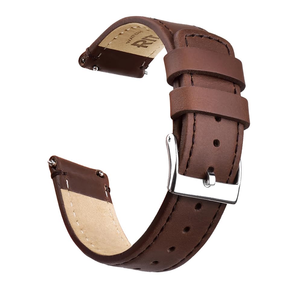Ritche Christmas Gift Quick Release Leather Watch Band Leather Watch Strap 18mm 19mm 20mm 21mm 22mm 23mm or 24mm for Men and Women, White Elephant Gifts, Stocking Stuffers For Men