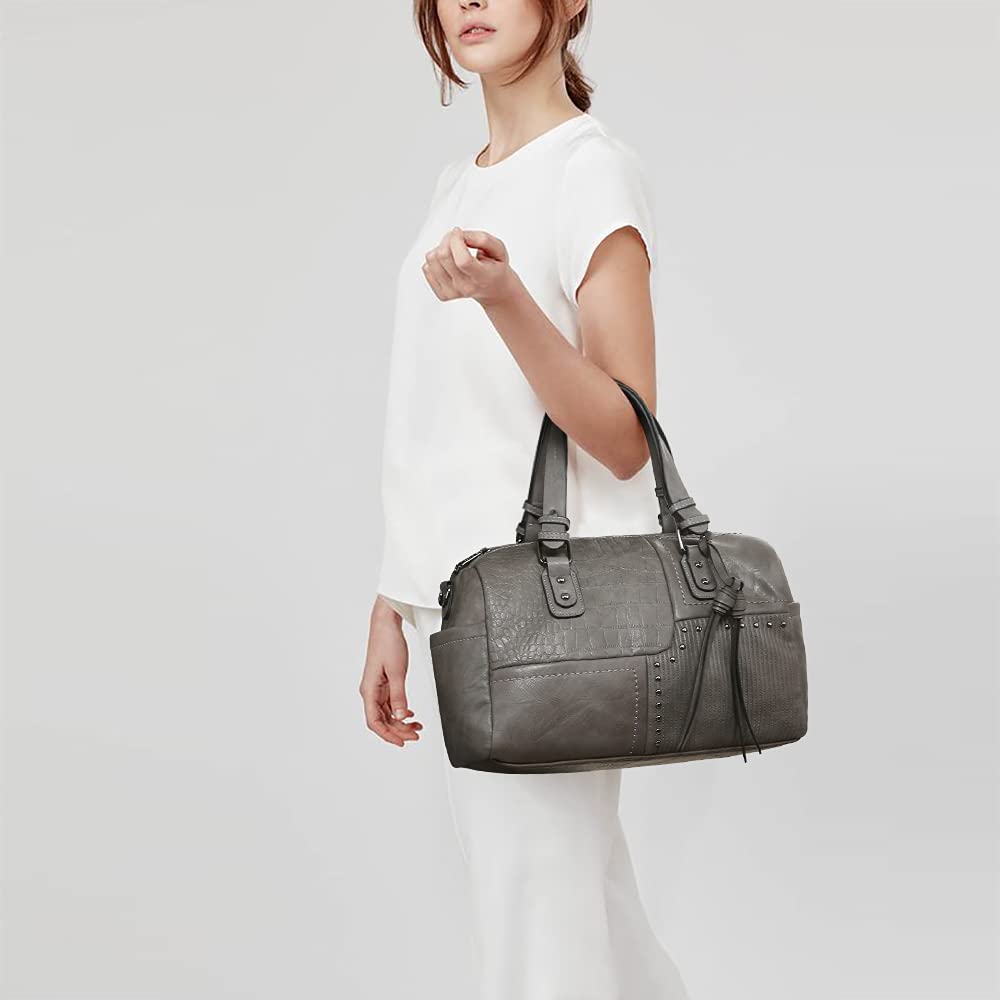 Dasein Women Soft Vegan Leather Barrel Bags Large Hobo Top Handle Work Totes Satchel Handbags Shoulder Purse