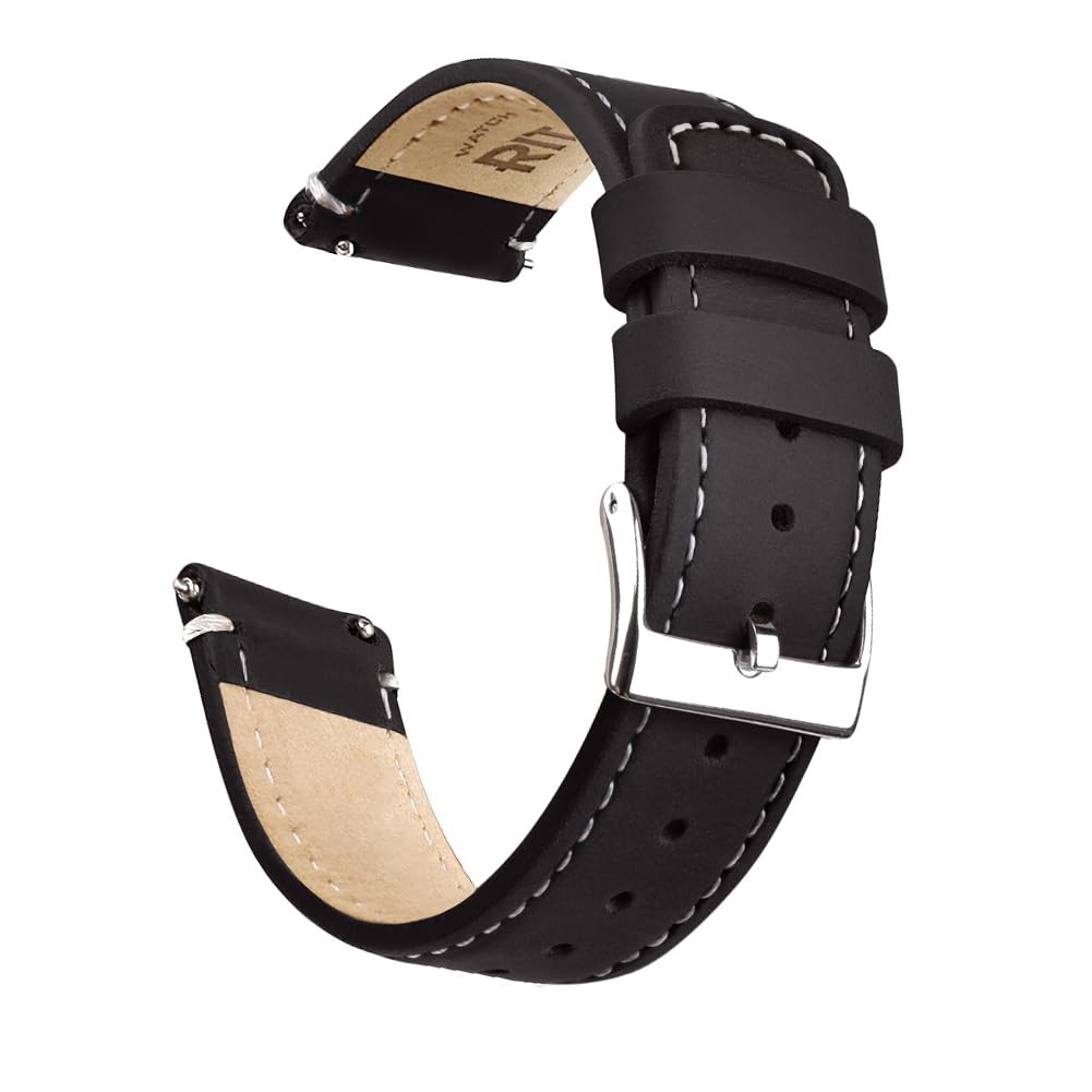 Ritche Christmas Gift Quick Release Leather Watch Band Leather Watch Strap 18mm 19mm 20mm 21mm 22mm 23mm or 24mm for Men and Women, White Elephant Gifts, Stocking Stuffers For Men