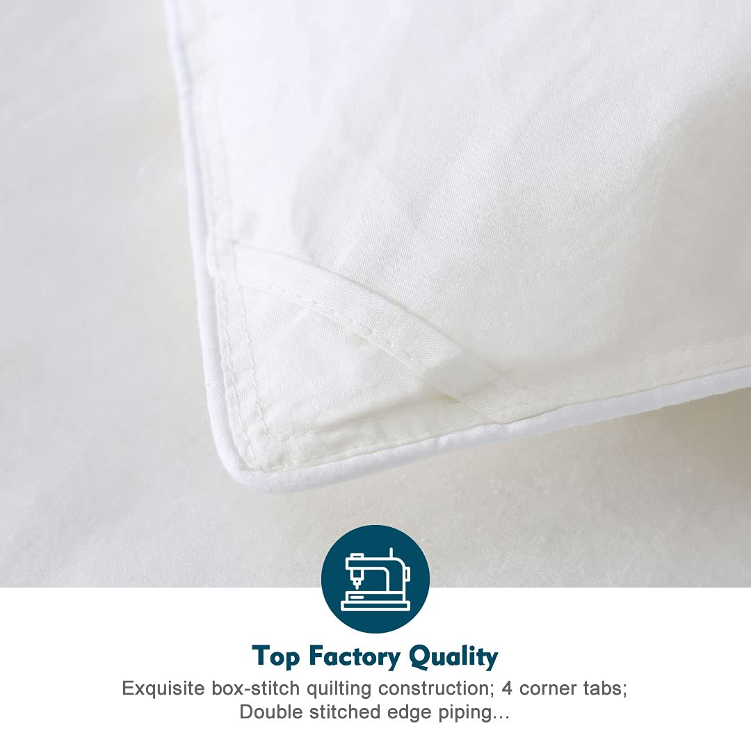 Gray Feathers Down Comforter Twin - 100% Organic Cotton, Medium Warm All Seasons Machine Washable Duvet Insert with Tabs (68x90, Mirage Grey)