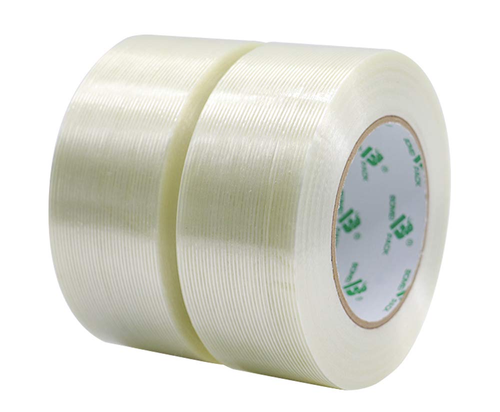 BOMEI PACK Wide Strapping Tape, 4Inch Heavy Duty Reinforced Packing Tape, Fiberglass Filament 60yds 5.5Mil
