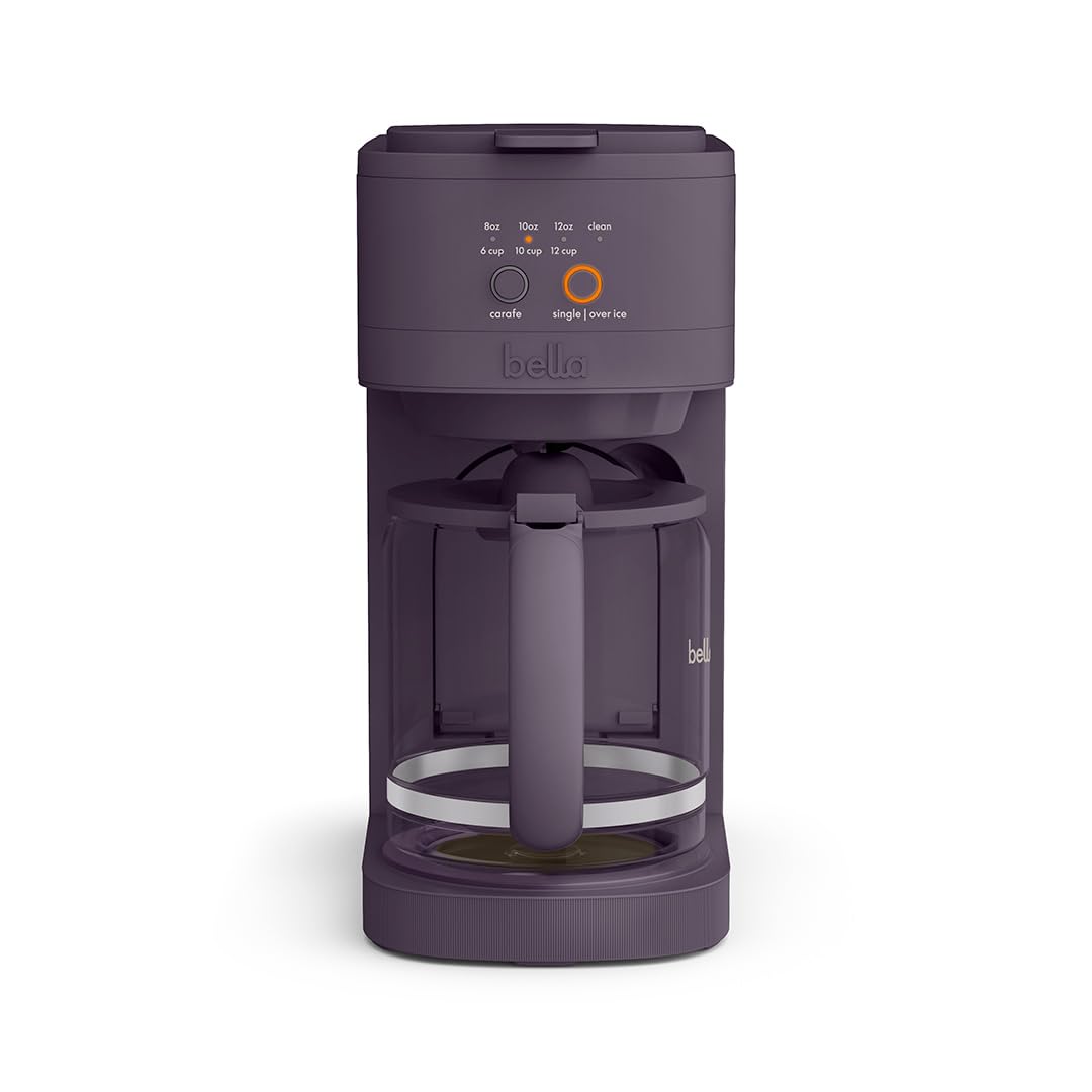 BELLA VersaBrew 2-in1 Coffee Maker, K-Cup compatible, Brew 3 Sizes Carafes & Single Serve Cups, Dishwasher Safe Reusable Filter & Filter Holder, Iced Coffee Function, 60oz Tank, Blossom