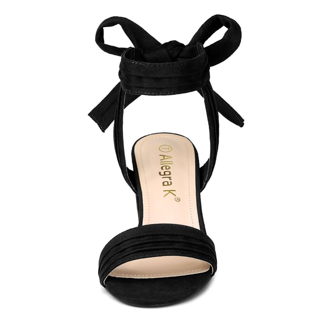 Allegra K Women's Open Toe Ankle Tie Back Block Heels Sandals