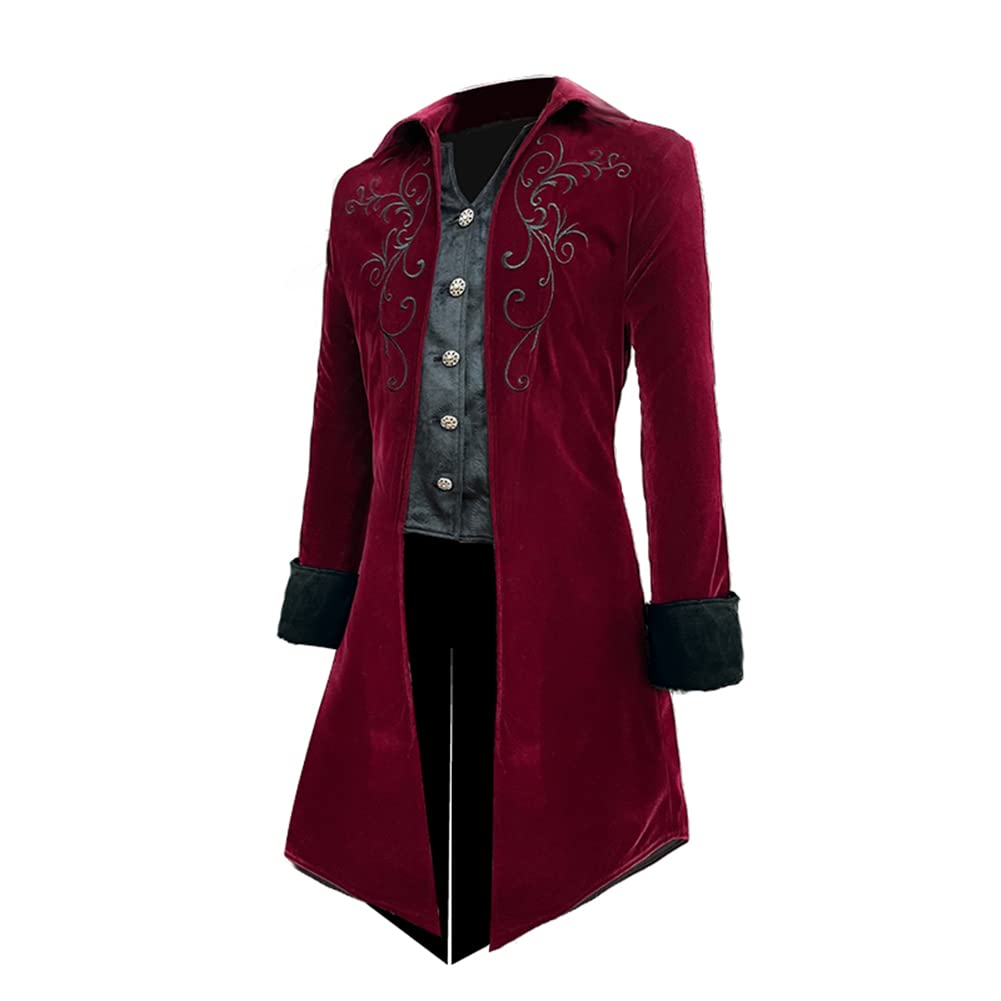 Crubelon Mens Steampunk Tailcoat Jacket Gothic Medieval Victorian Frock Coat