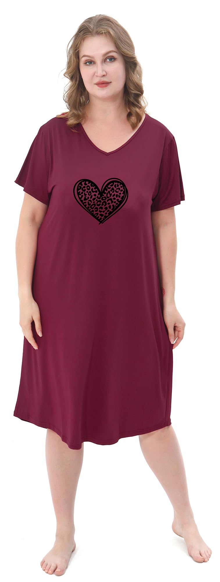 3 Pack Plus Size Women's Nightgown Soft Print Nightshirts for Women Short Sleeve Sleepwear