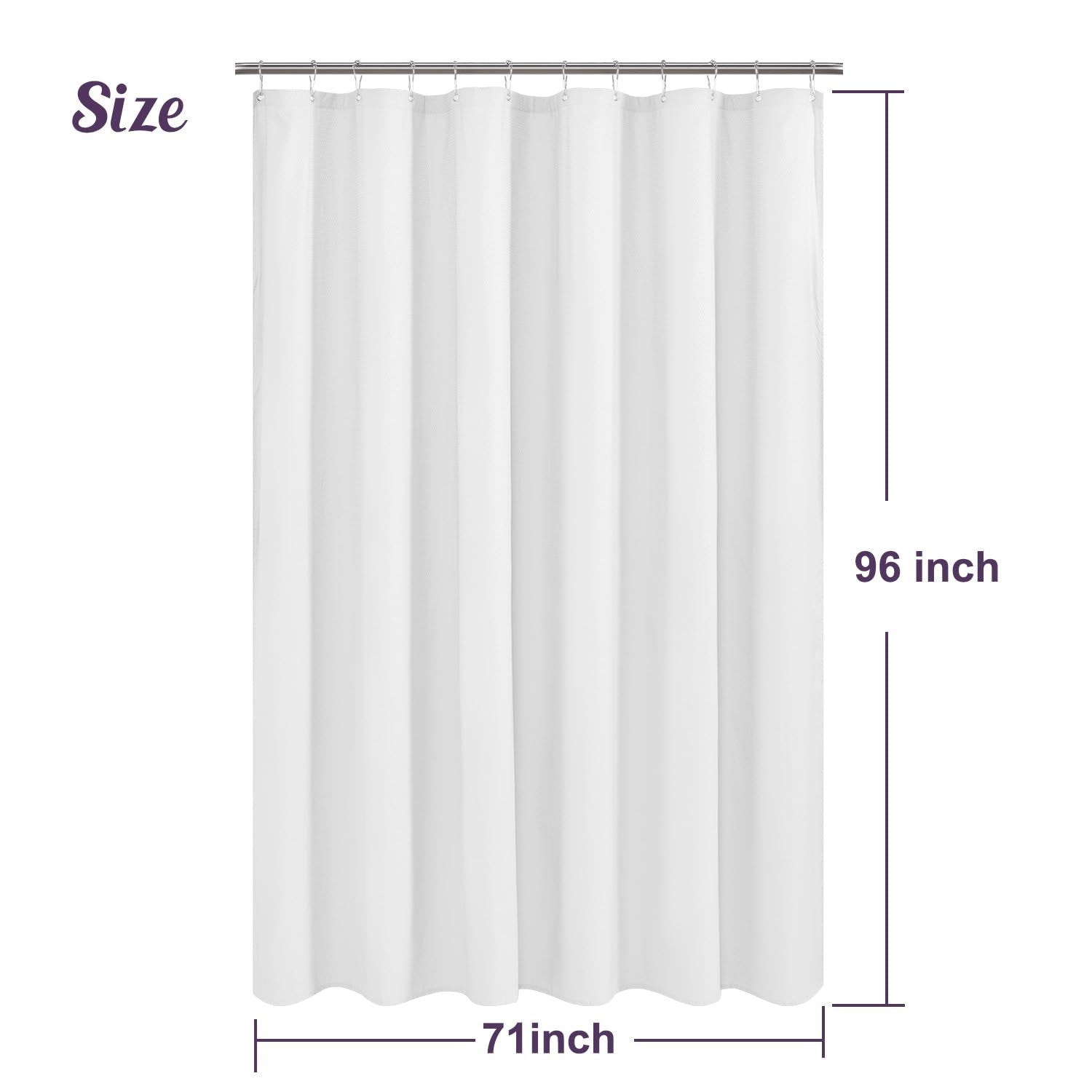 Mrs Awesome Embossed Microfiber Shower Curtain Liner 70 x 72 inches, Soft Fabric Shower Curtain Washable and Water Repellent,70x72, Cream