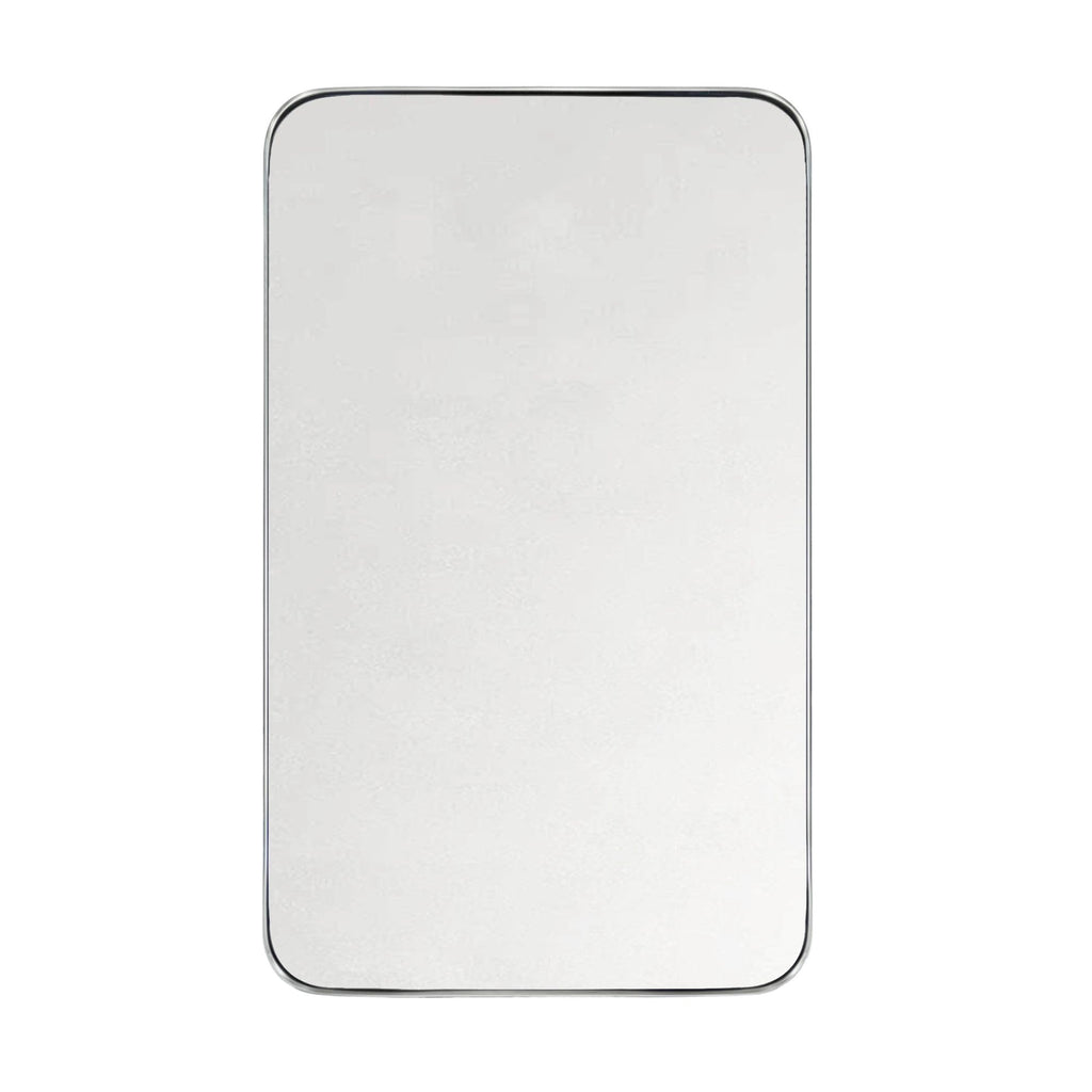 GRACTO 20x30 inch Brushed Nickel Stainless Steel Metal Framed Bathroom Mirror for Wall Mounted Rounded Rectangular Bathroom Vanity Mirror