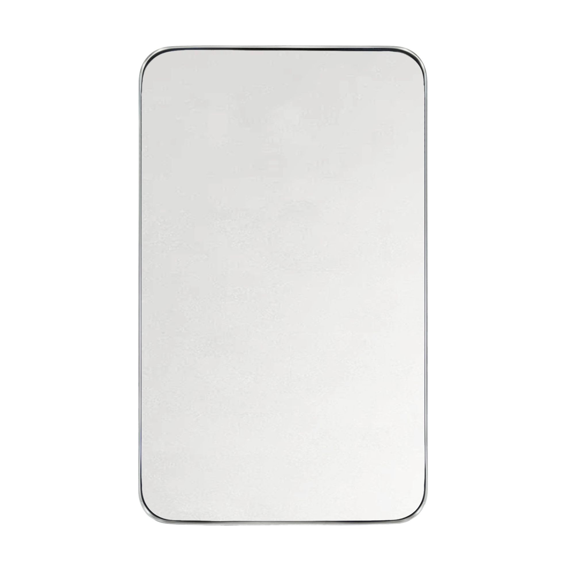 GRACTO 20x30 inch Brushed Nickel Stainless Steel Metal Framed Bathroom Mirror for Wall Mounted Rounded Rectangular Bathroom Vanity Mirror
