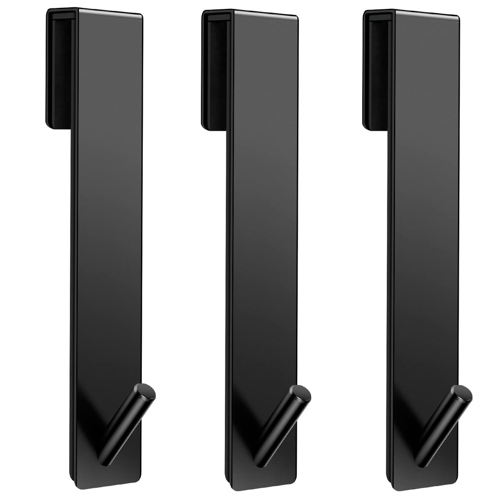 Kontoyo Shower Door Hooks(7.5 Inch),Extended Over Door Hooks for Bathroom Frameless Glass Shower Door,Stainless Steel Towel Hooks,Heavy Duty Rack Hooks for Robe,Towel-2 Pack-Black