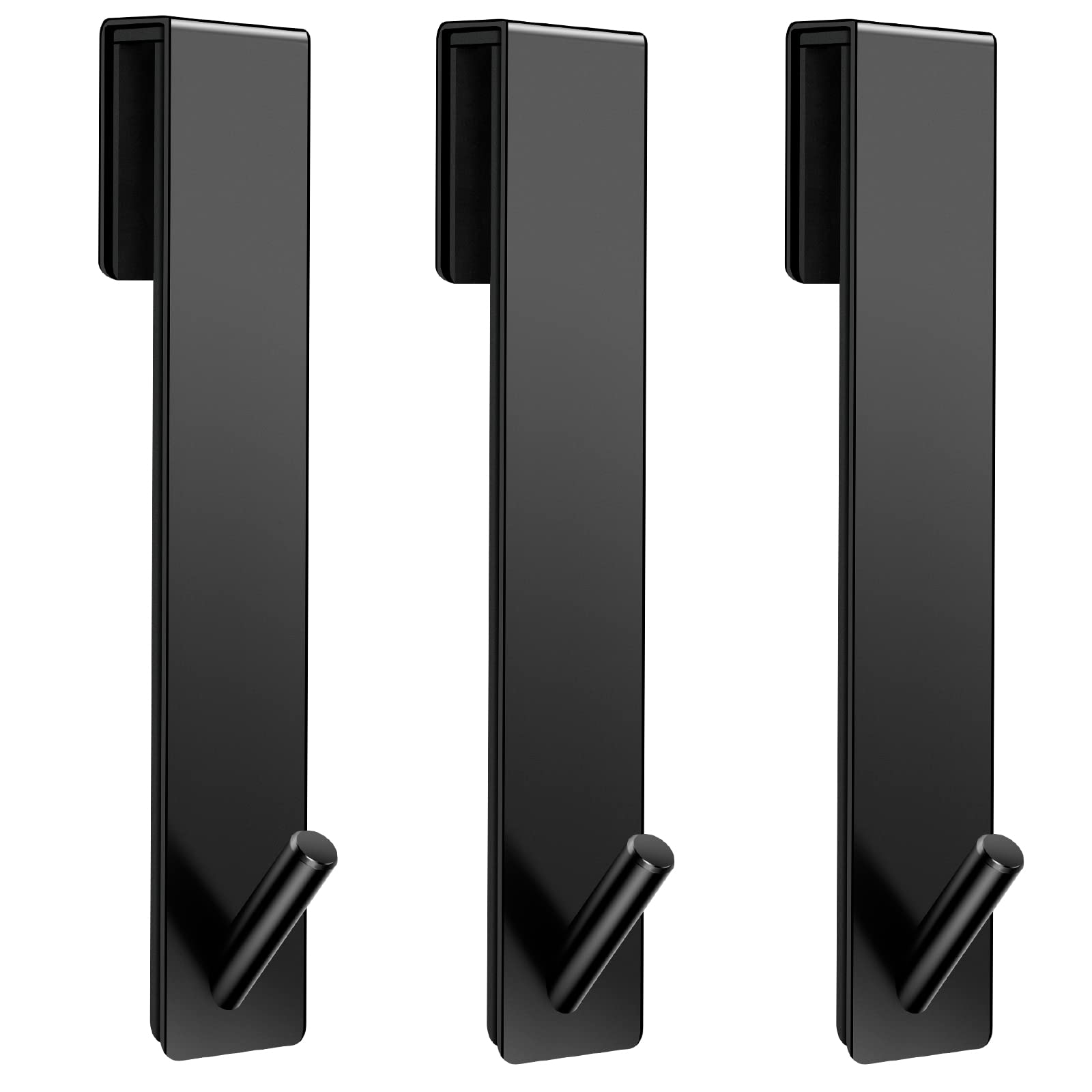 Kontoyo Shower Door Hooks(7.5 Inch),Extended Over Door Hooks for Bathroom Frameless Glass Shower Door,Stainless Steel Towel Hooks,Heavy Duty Rack Hooks for Robe,Towel-2 Pack-Black