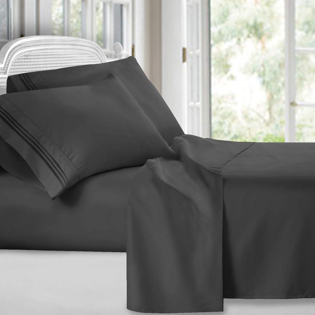 Clara Clark Bed Sheets, Premier 1800 Series 4 Piece Bed Sheet Set, Deep Pocket, Wrinkle, Fade, Stain Resistant, Luxury Soft Bedding Sheets & Pillowcases, Twin, Beach Blue