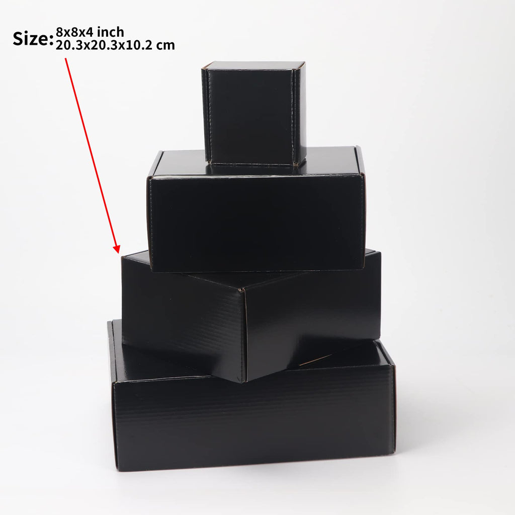 EXYGLO 40 Pack 6x4x3 Shipping Boxes, Black Corrugated Cardboard Boxes for Packaging Small Business, Moving, Shipping, Mailing, and Storing