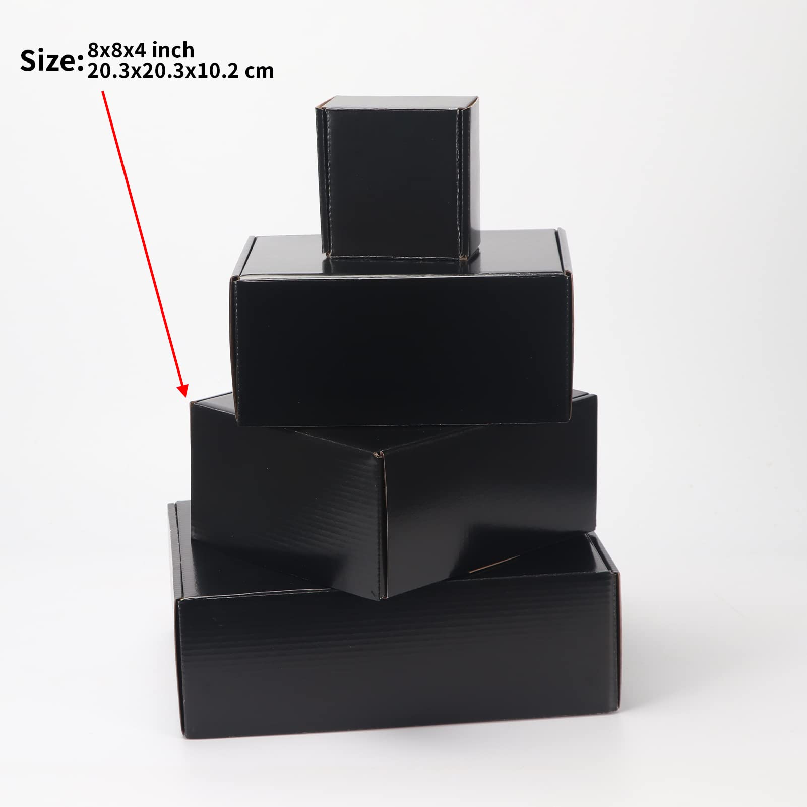 EXYGLO 40 Pack 6x4x3 Shipping Boxes, Black Corrugated Cardboard Boxes for Packaging Small Business, Moving, Shipping, Mailing, and Storing
