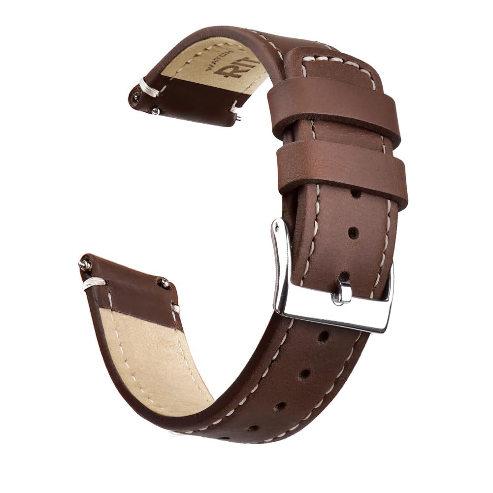 Ritche Christmas Gift Quick Release Leather Watch Band Leather Watch Strap 18mm 19mm 20mm 21mm 22mm 23mm or 24mm for Men and Women, White Elephant Gifts, Stocking Stuffers For Men