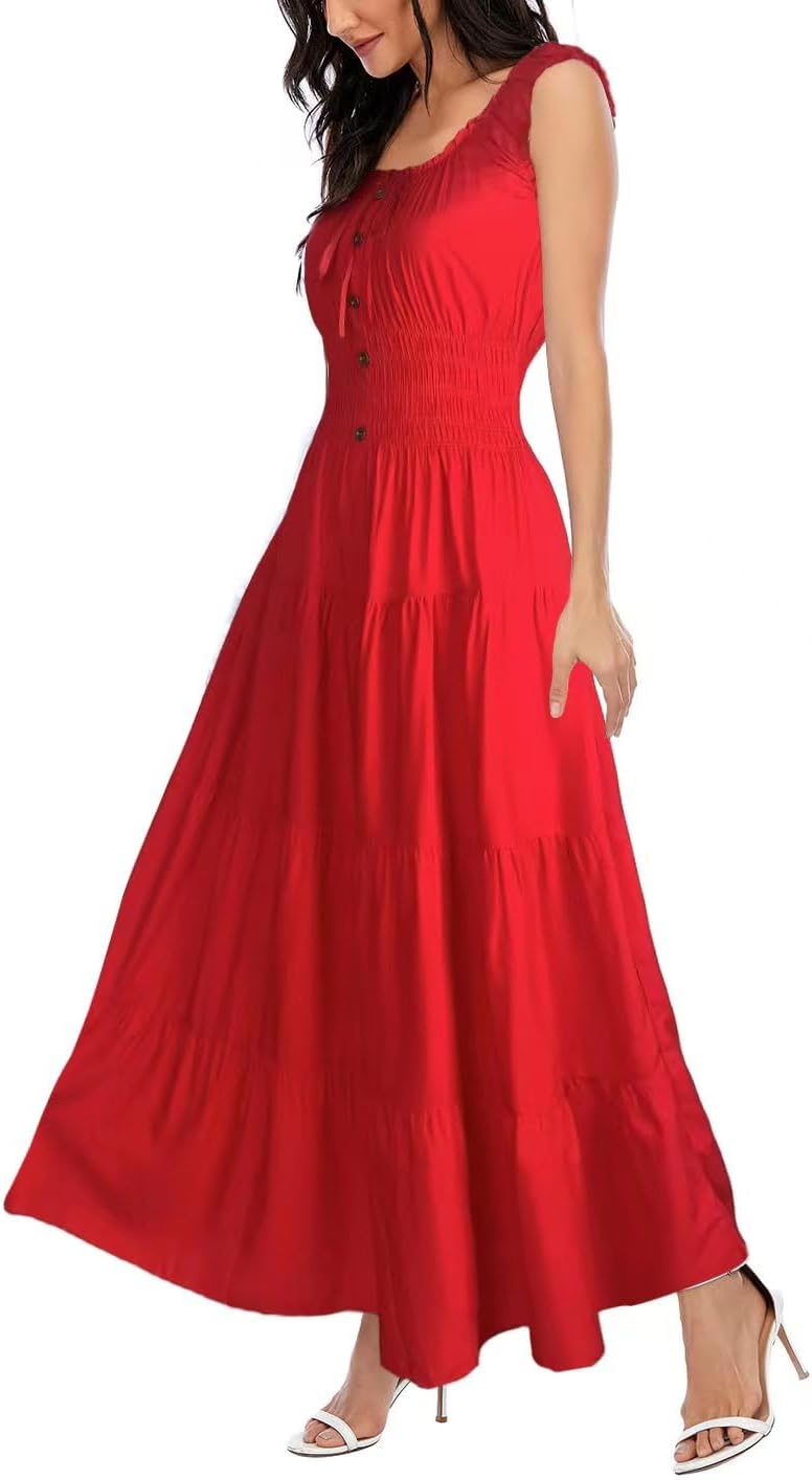 OSTOO Women's 2026 Summer Boho Floral Print Tiered Casual Flowy Long Maxi Dress