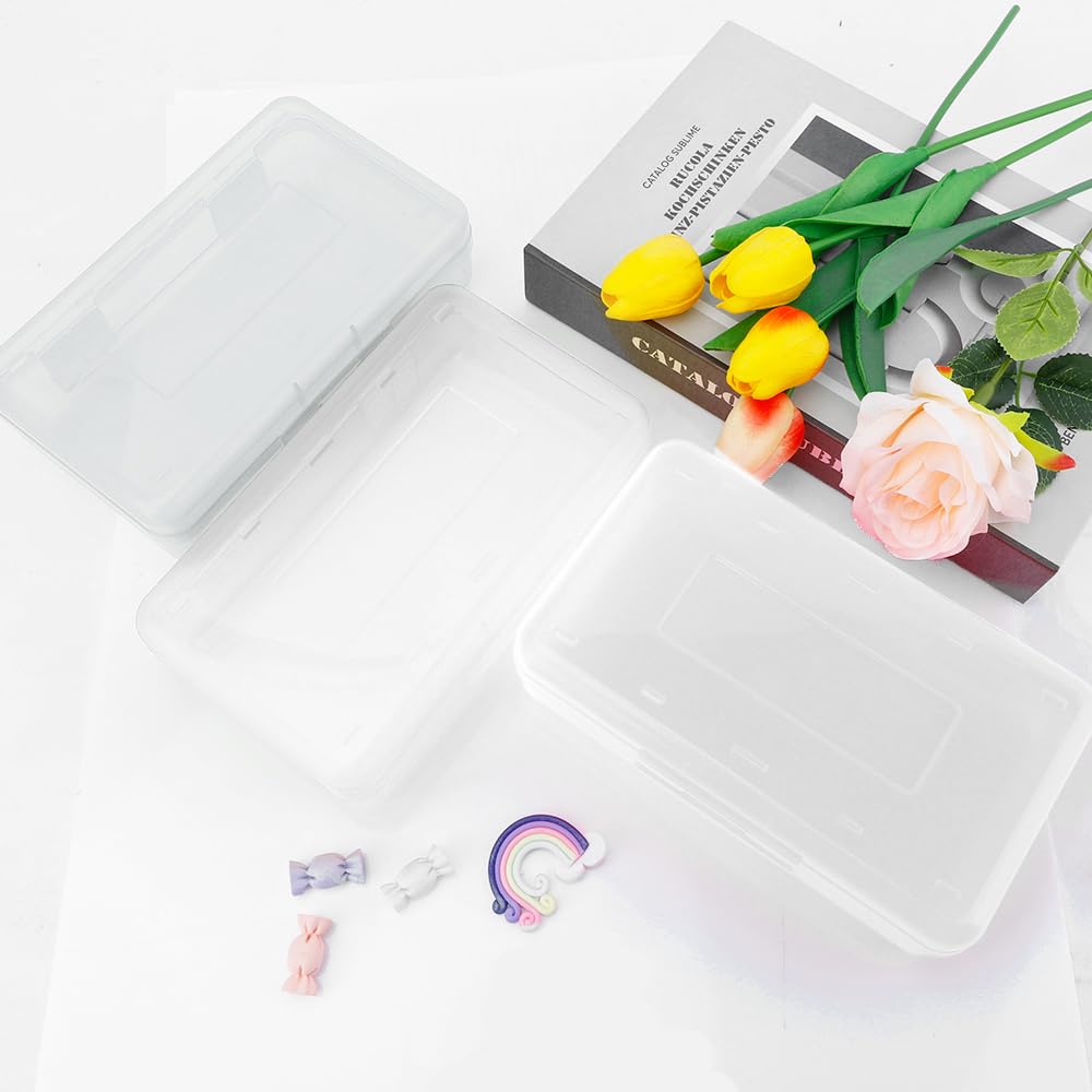 Pencil Case, Pencil Box, Clear Pencil Case, 3 Pack Plastic Pencil Case, Large Capacity Pencil Case, Crayon Box with Snap-tight Lid Stackable Design, Plastic Storage Box for School Office Supplies