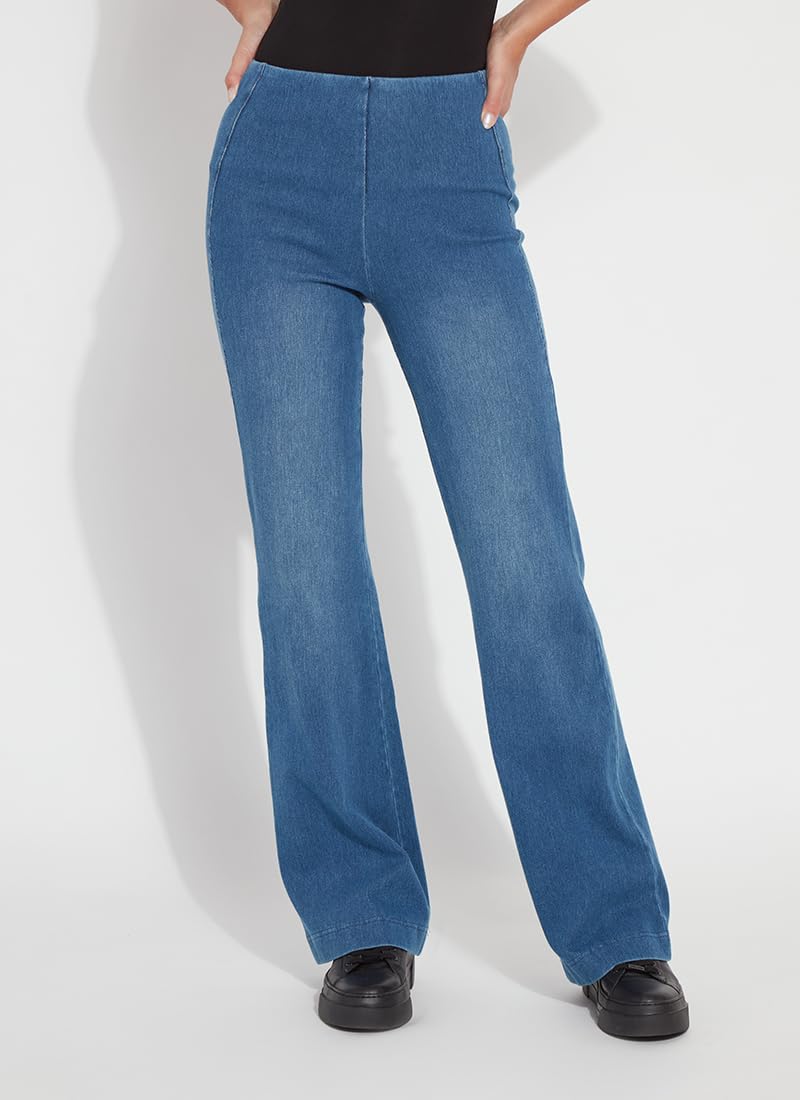 Lyssé Denim Trouser High Waisted Stretch Jeans for Women – Wide Leg Pull-On Pants with Flattering Fit & Soft Fabric