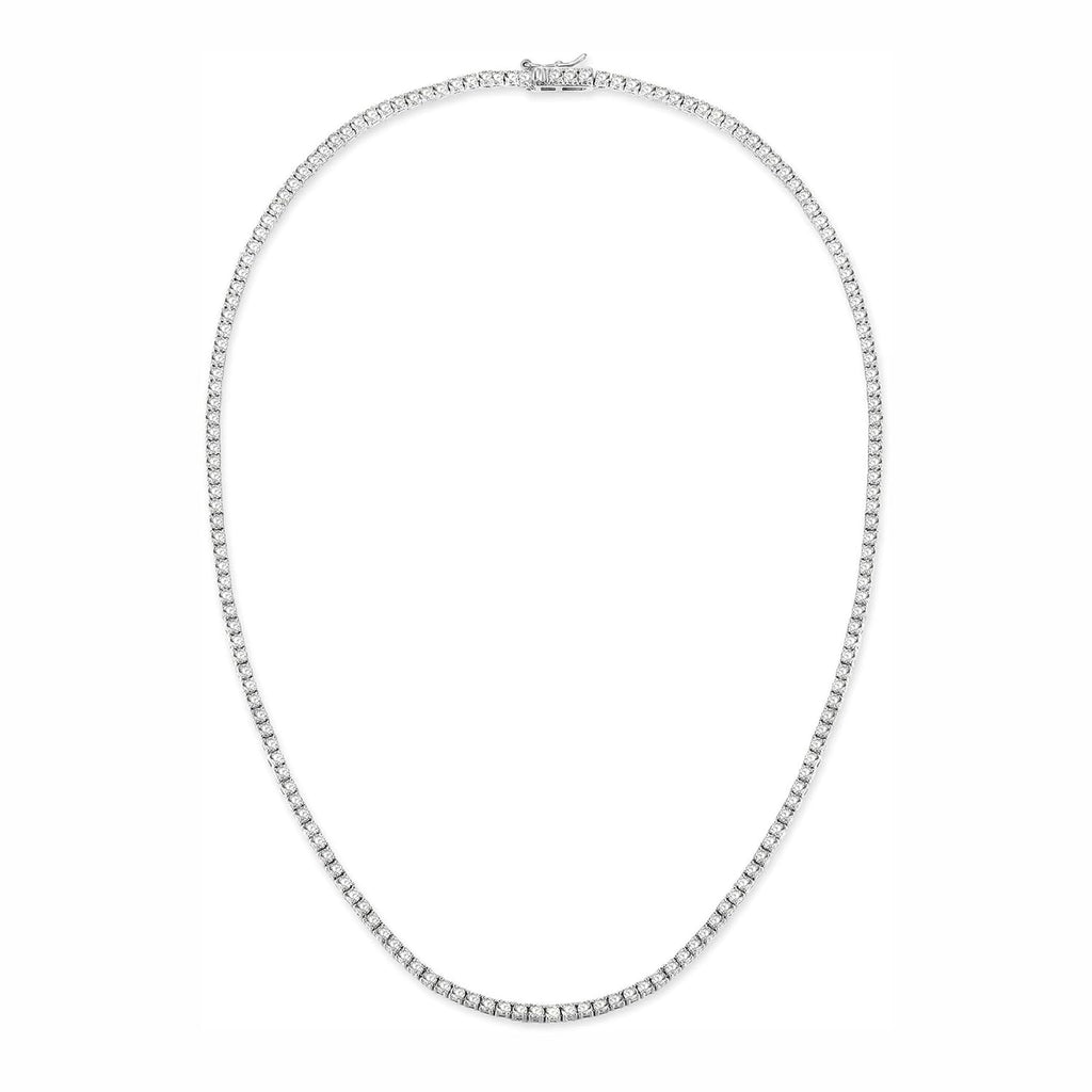Gemsme 18K White/Yellow Gold Plated 3.0mm Round Cubic Zirconia Classic Tennis Necklace For Women 16-24 Inches