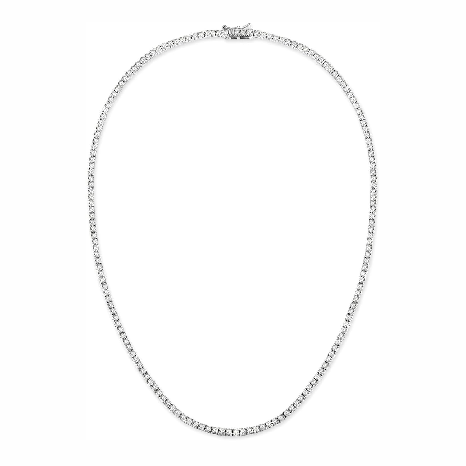 Gemsme 18K White/Yellow Gold Plated 3.0mm Round Cubic Zirconia Classic Tennis Necklace For Women 16-24 Inches