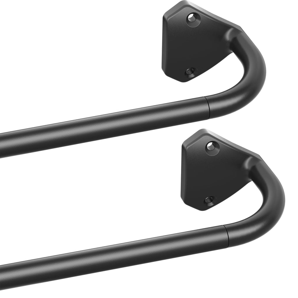 GXOACKJ Black Wrap Around Curtain Rods for Windows 28 to 48 inch, 5/8 inch Industrial Telescoping Blackout Curtain Rods for Bedroom & Outdoor