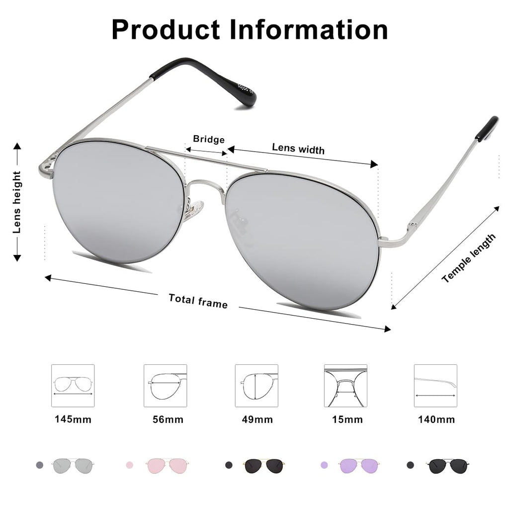 SOJOS Classic Aviator Sunglasses for Women Men Metal Frame Spring Hinges SJ1030