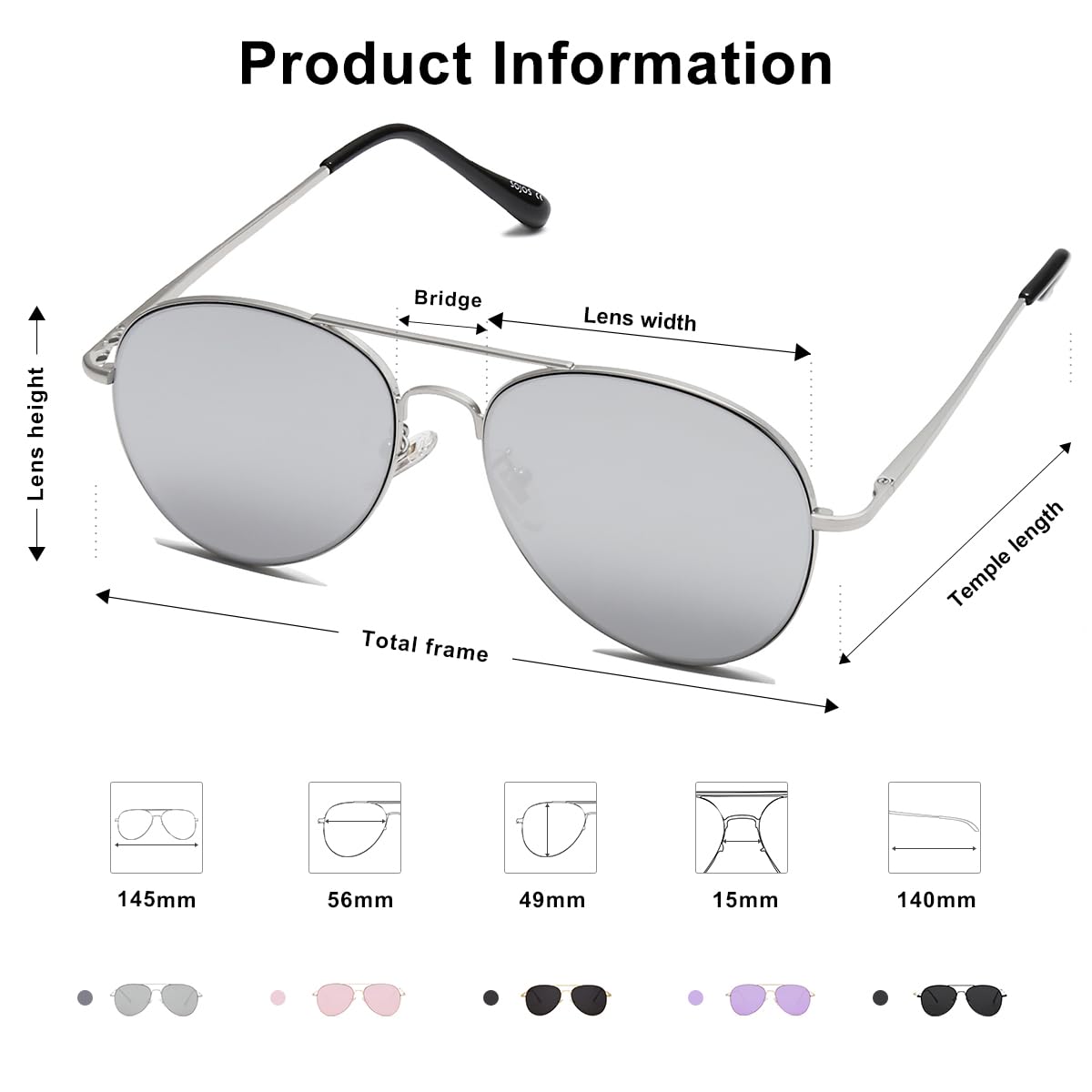 SOJOS Classic Aviator Sunglasses for Women Men Metal Frame Spring Hinges SJ1030