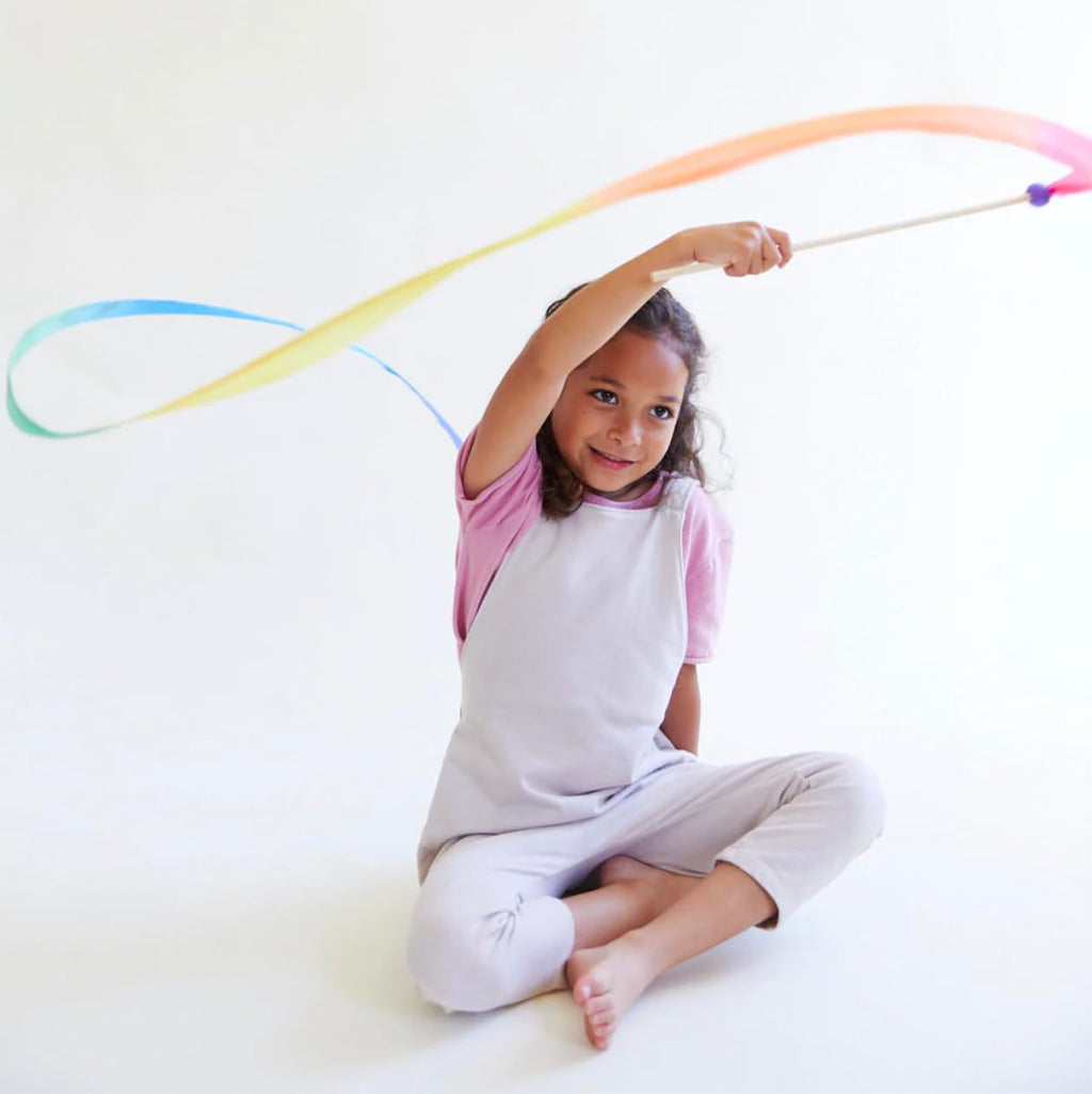 Sarah's Silks Streamer - Ribbon Wand for Kids, Pretend Play, Dance, Baton Stick Twirling, and Gymnastics Party Favors | 100% Silk and Wood Montessori and Waldorf Toys