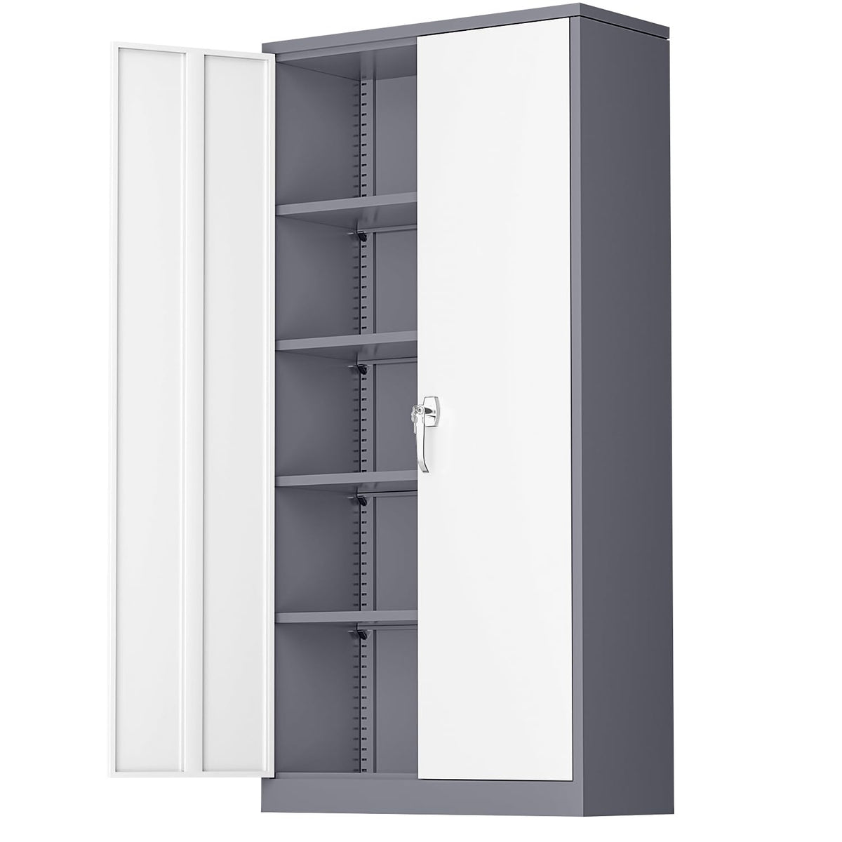 Greenvelly Metal Storage Cabinet, 36" Locking Storage Cabinet with Doors and Shelves, Lockable Storage Cabinets for Home Office, Utility Locker Cabinet, Steel Garage Cabinet with 2 Keys, Black