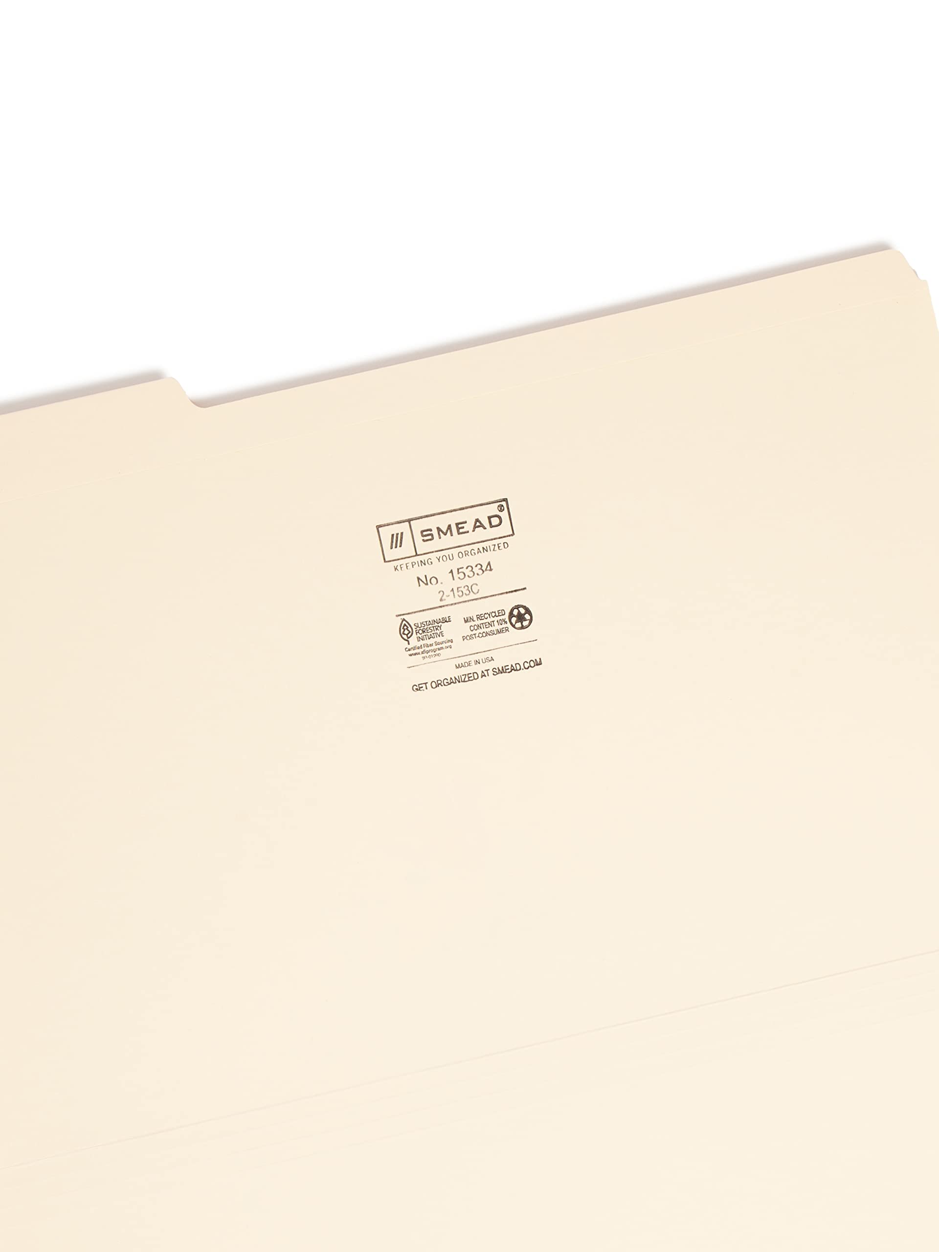 Smead File Folder, Reinforced 1/3-Cut Tab, Center Position, Legal Size, Manila, 100 per Box (15336)