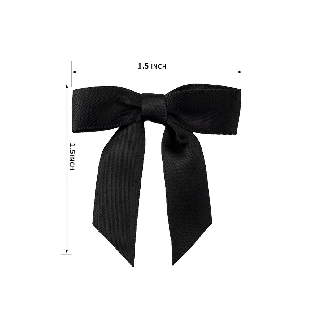 7Rainbows 50pcs Boutique 1.5" Black Satin Ribbon Mini Bows for Craft Sewing Scrapbooking Wedding and Gift Wrapping