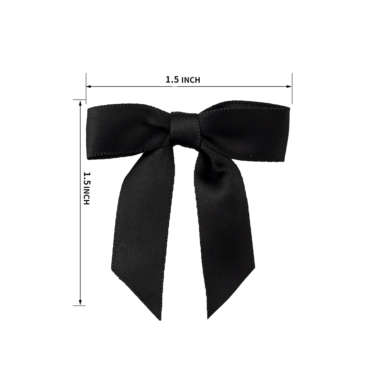7Rainbows 50pcs Boutique 1.5" Black Satin Ribbon Mini Bows for Craft Sewing Scrapbooking Wedding and Gift Wrapping