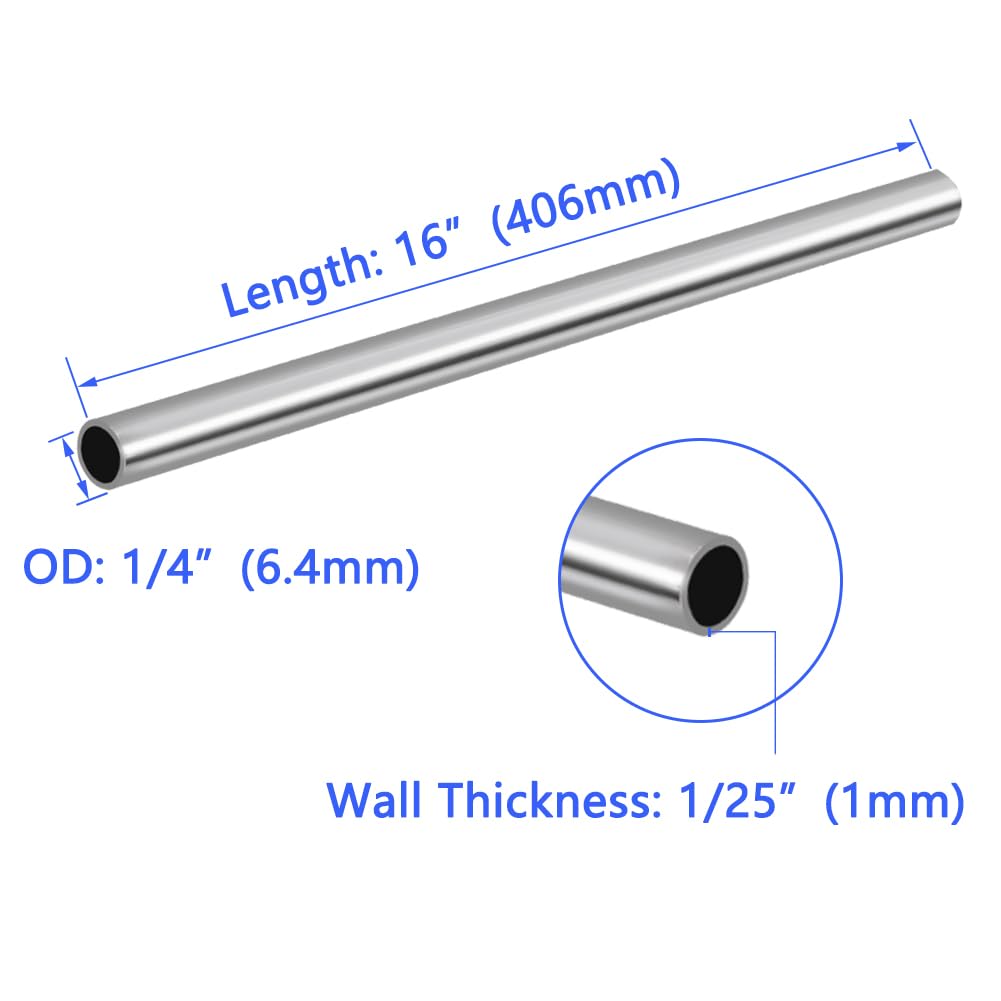 1" OD 304 Stainless Steel Tube, Thickened Pipe Wall & Weldable Tubing, Round Metal Pipe Industrial Straight Tube 10 inch Length (2 Pcs)