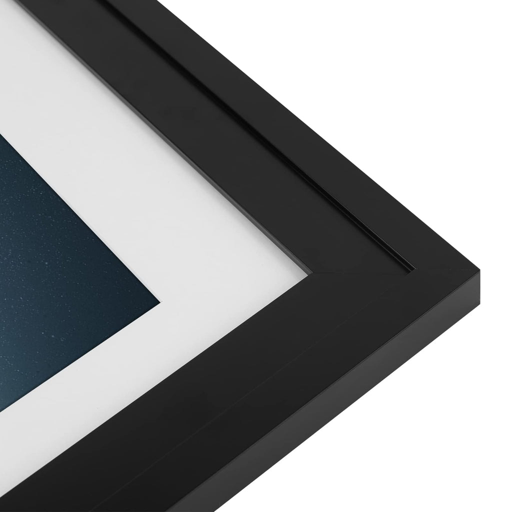 Golden State Art, 13x19 Picture Frame - Displays 11x17 Photo with Mat or 13x19 Without Mat, Wide Moulding Solid Wood Frame for Wall Display, Black