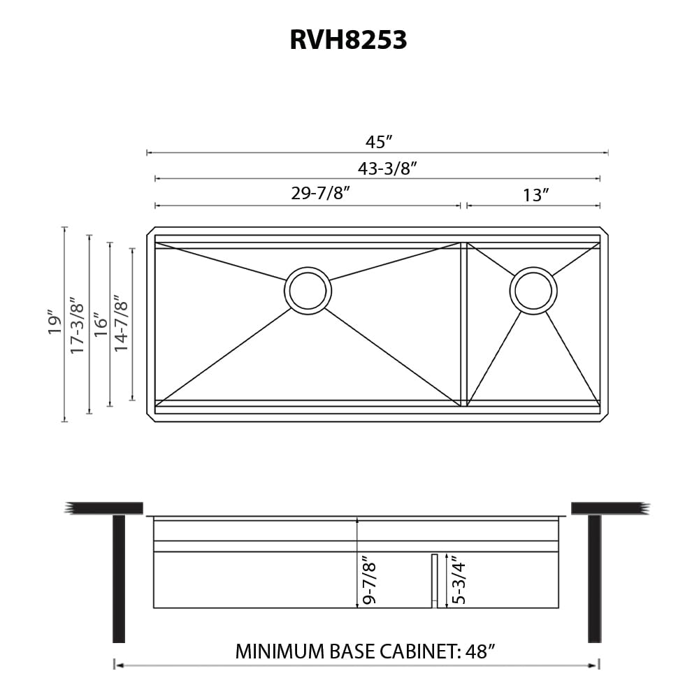 Ruvati 33-inch Workstation Kitchen Sink - Dual Tier Double Bowl Kitchen Sink - Low Divide Undermount Sinks - 16 Gauge Stainless Steel Kitchens Sinks - RVH8255
