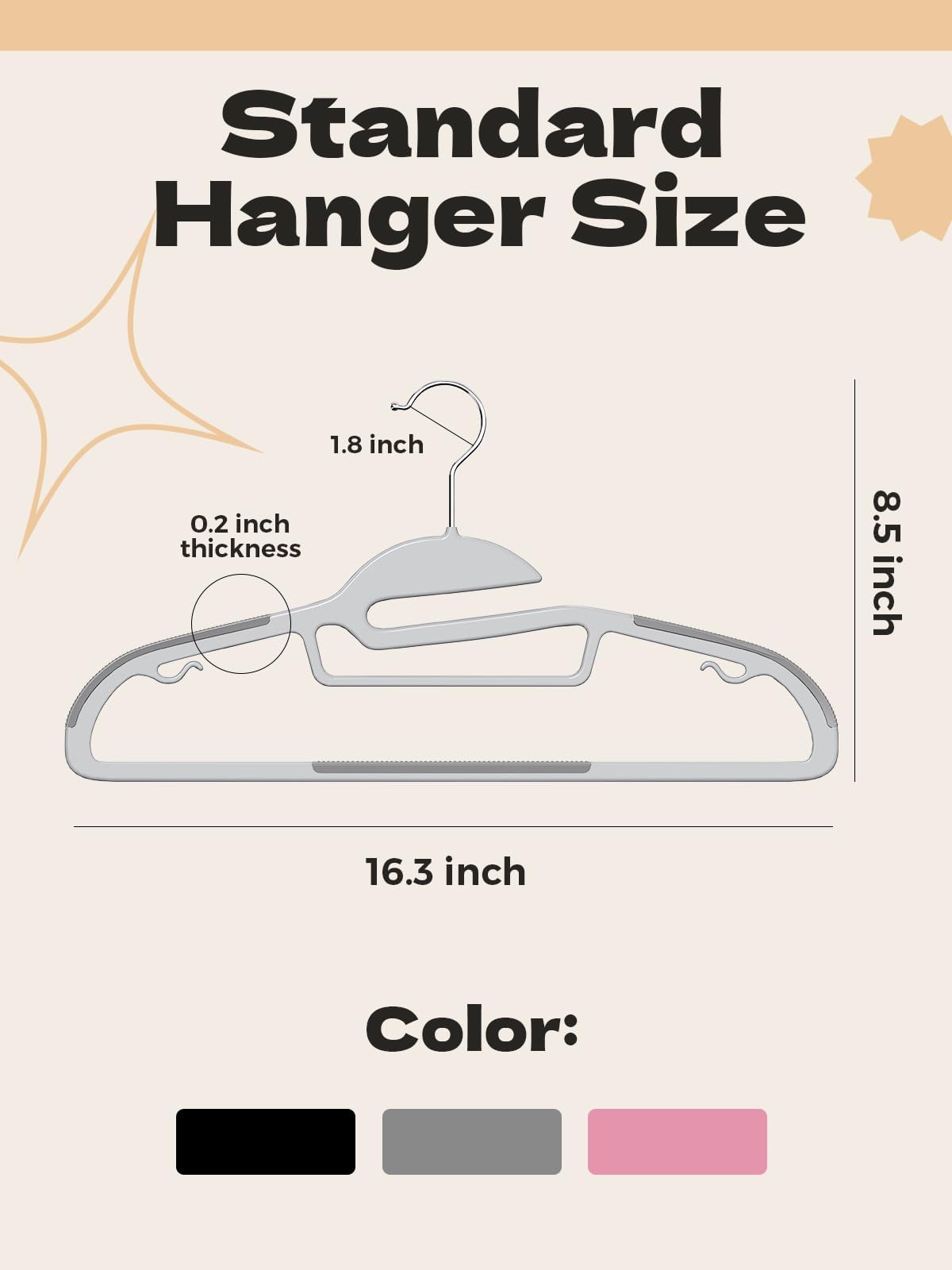 HOUSE DAY Slim Plastic Hangers with Non Slip Rubber Pads, 30 Pack, Black | Space saving closet organizer, heavy duty S-shape, rubber grip pads help keep shirts, suits, coats, pants, skirts in place
