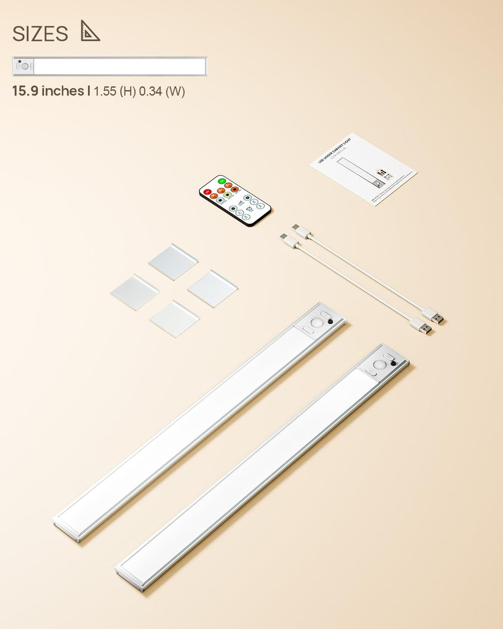 9" Under Cabinet Lights Wireless, Motion Sensor Light Indoor with Remote, LED Rechargeable Closet Light, 3 Color Temps, Dimmable, Magnetic, Under Counter Lights for Kitchen, Stairs, Pantry, Hallway